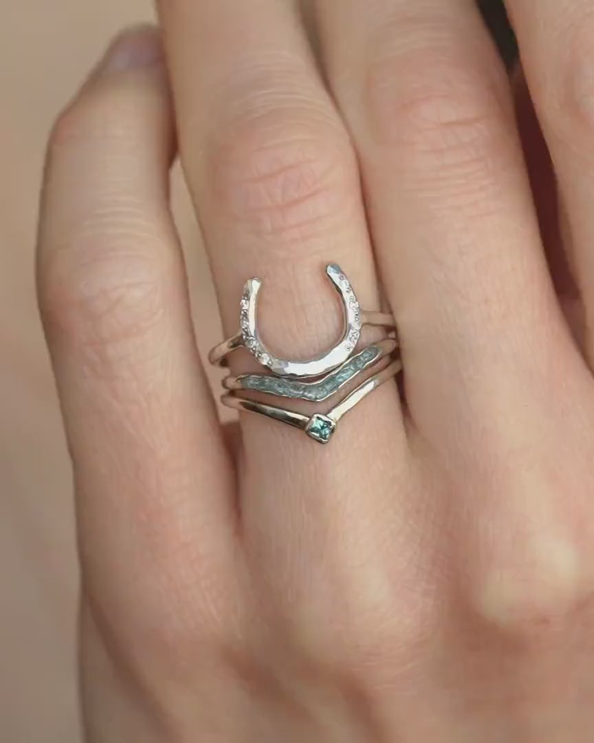 Unique Raw Aquamarine Wave Ring