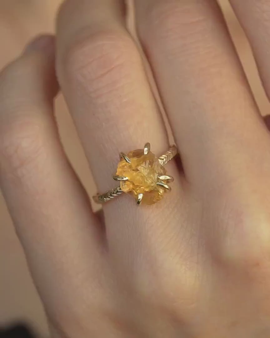 Raw Natural Citrine Statement Ring