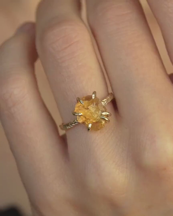 Raw Natural Citrine Statement Ring