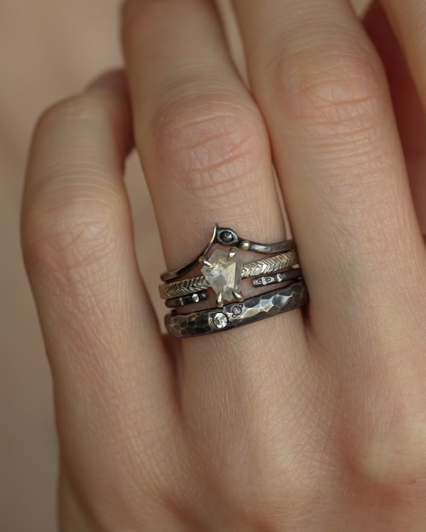 White Shield Diamond Engagement Ring