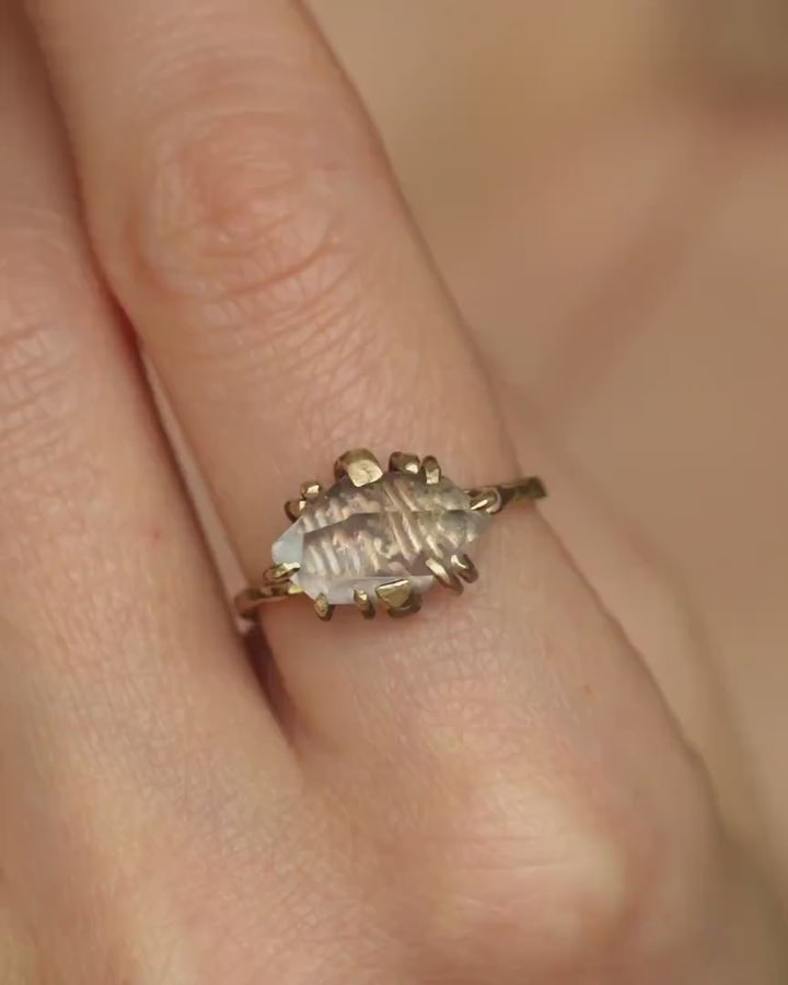 14k Gold Quartz Crystal Ring