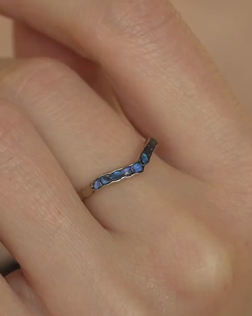 Rainbow Moonstone Wave Ring