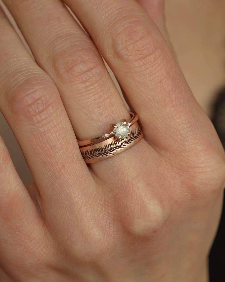 Rose Gold Feather Ring Set