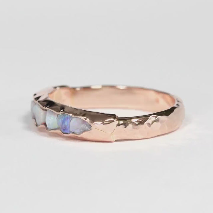 Opal Mens Gold Wedding Band