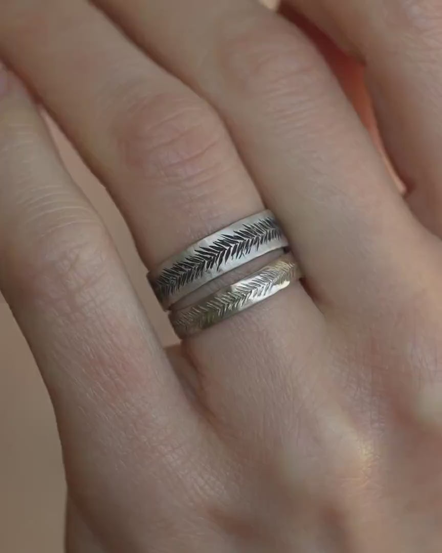 White Gold Feather Band Rings
