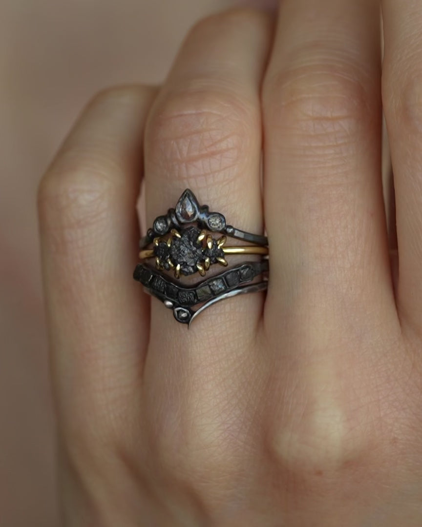 Cluster Black Diamond Engagement Ring