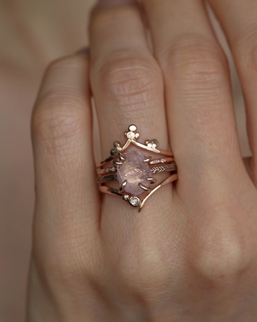 Clear Round Diamond Chevron Ring