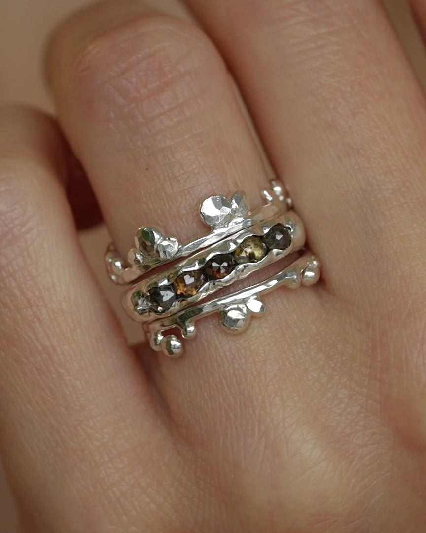 Hammered Crystal Bubble Band Ring