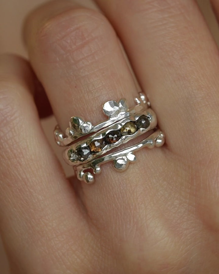 Hammered Crystal Bubble Band Ring