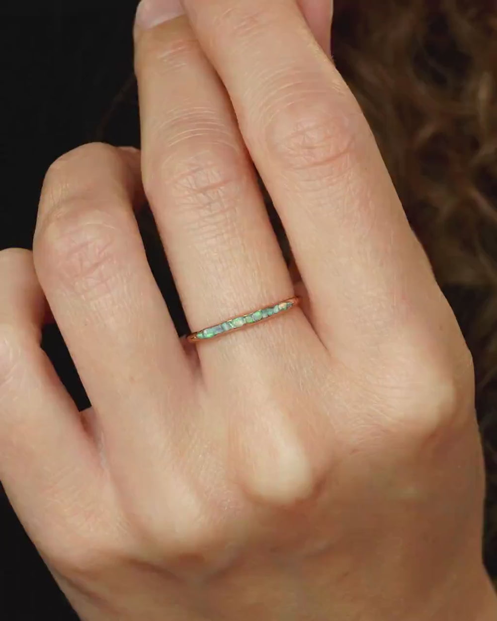 Slim Rustic Raw Opal Band