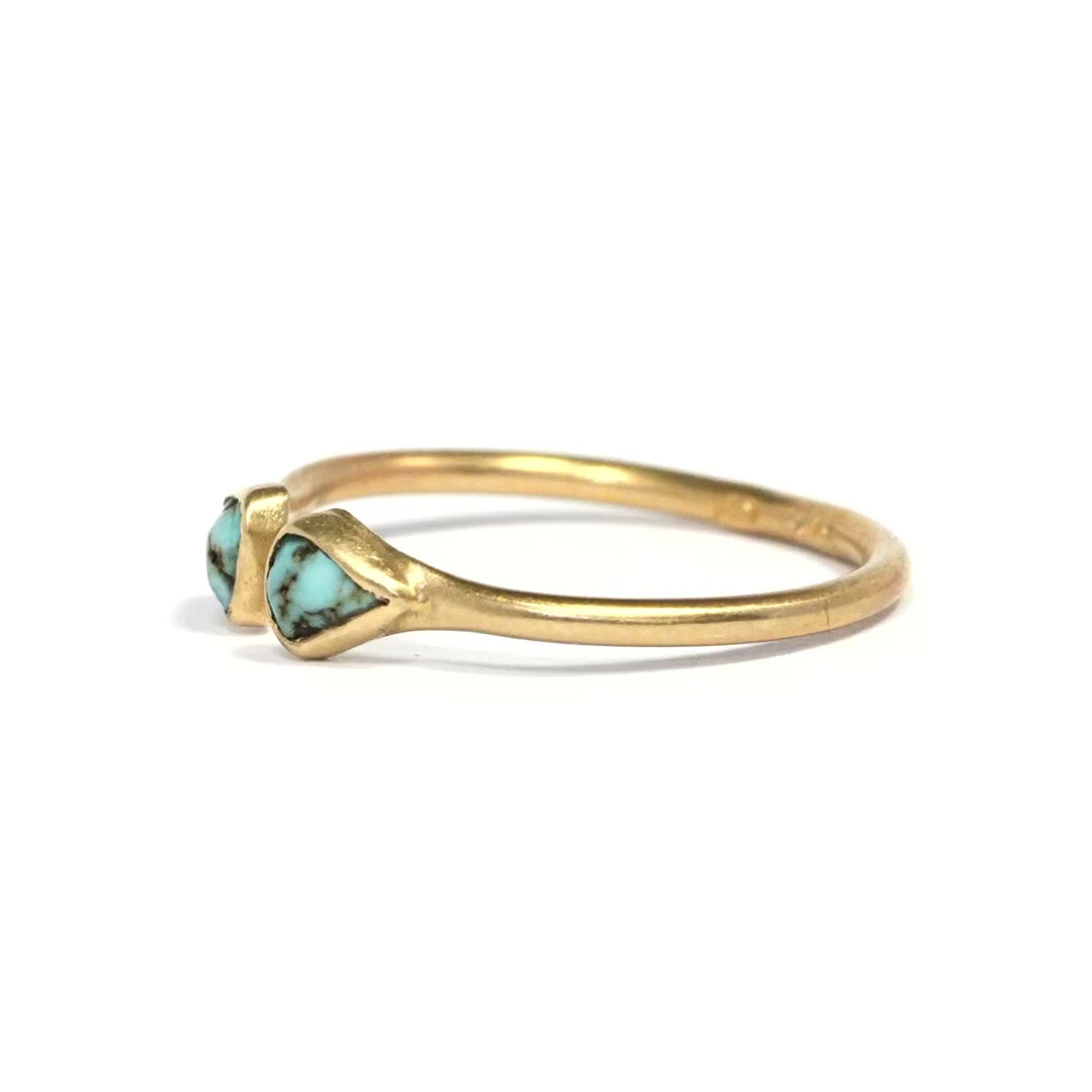 Adjustable Gold Raw Turquoise Ring