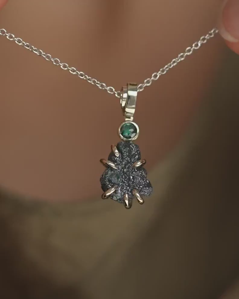 White Gold Uncut Blue Diamond Charm Necklace