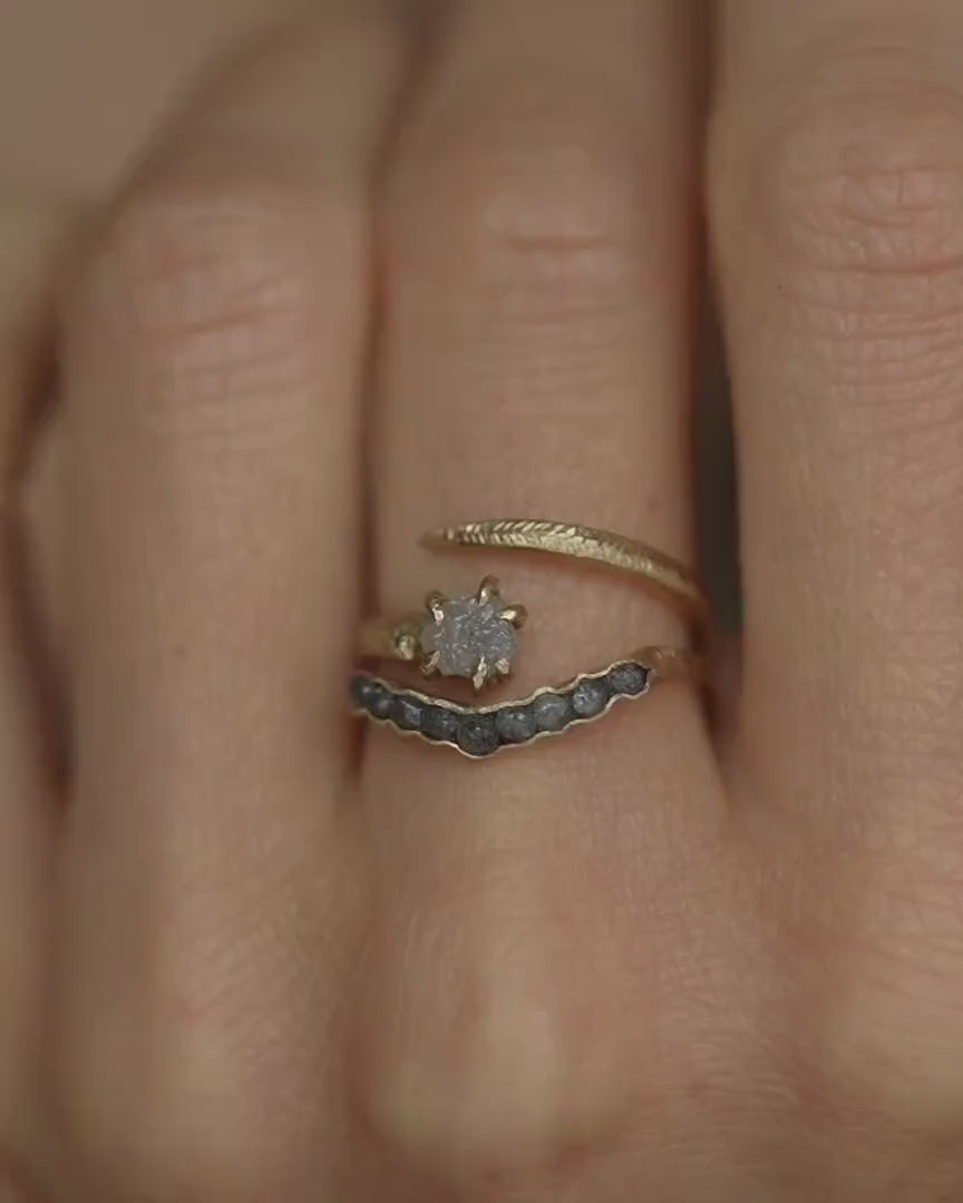 14k Gold Raw White Diamond Ring