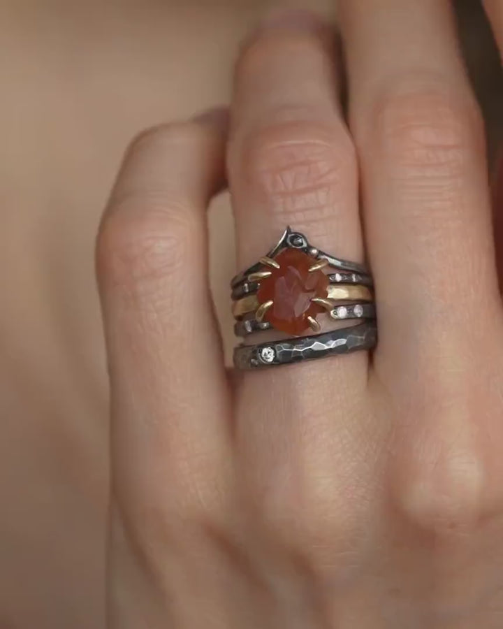 Orange Nature Faceted Garnet Ring