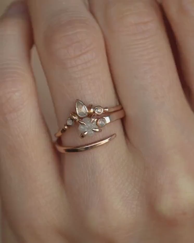 Pear Diamond Wave Wedding Band
