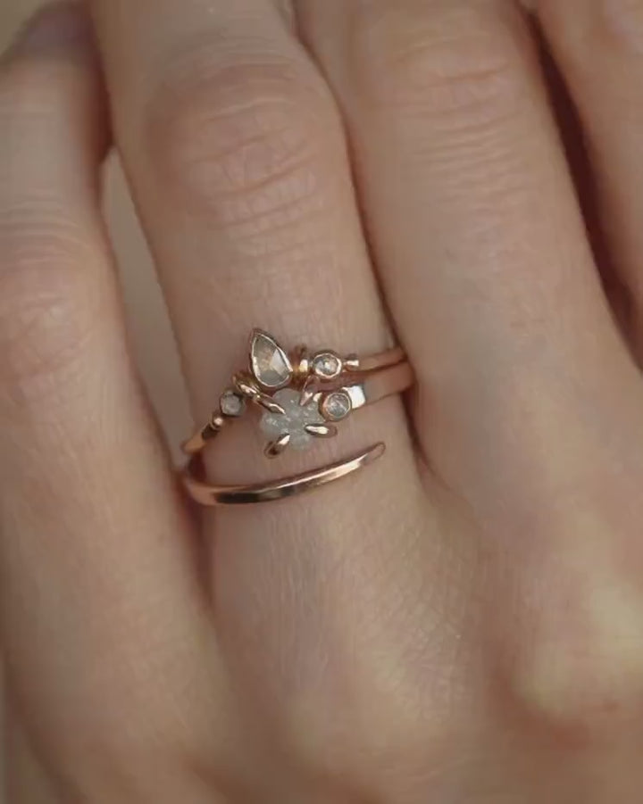 Pear Diamond Wave Wedding Band