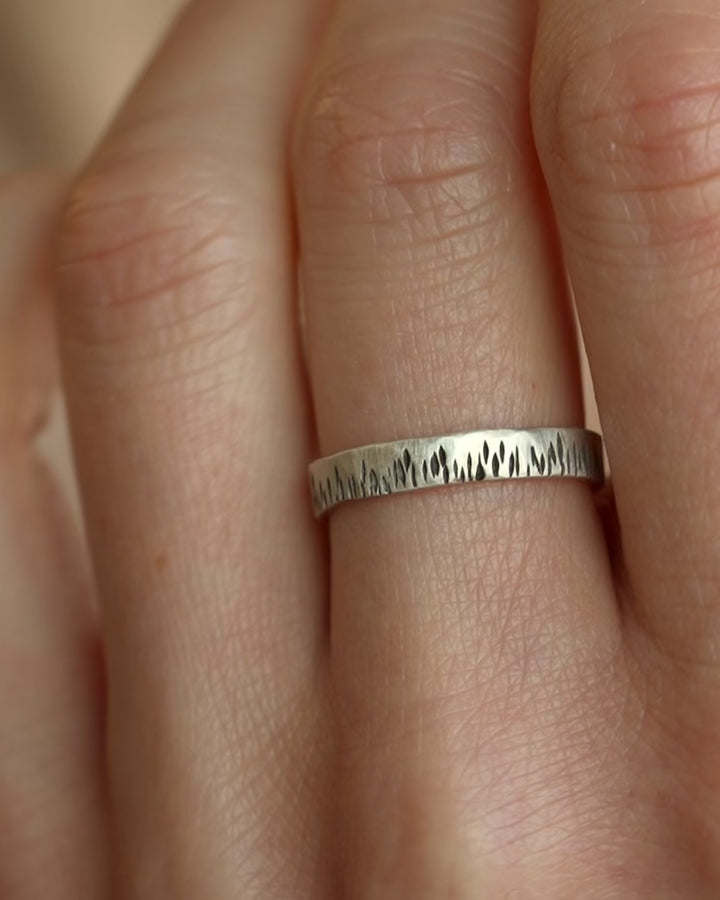 Textured Rustic Slim Flame Band