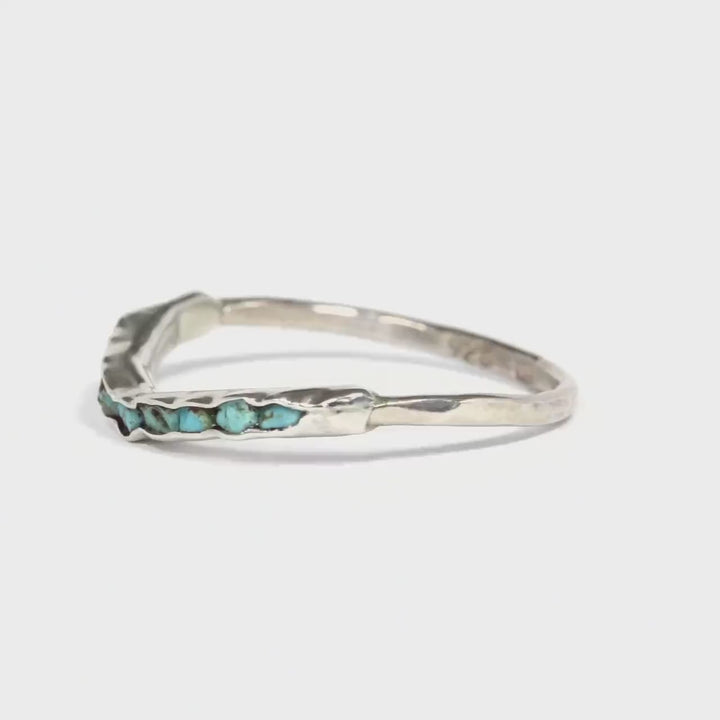 Unique Raw Turquoise Wave Ring