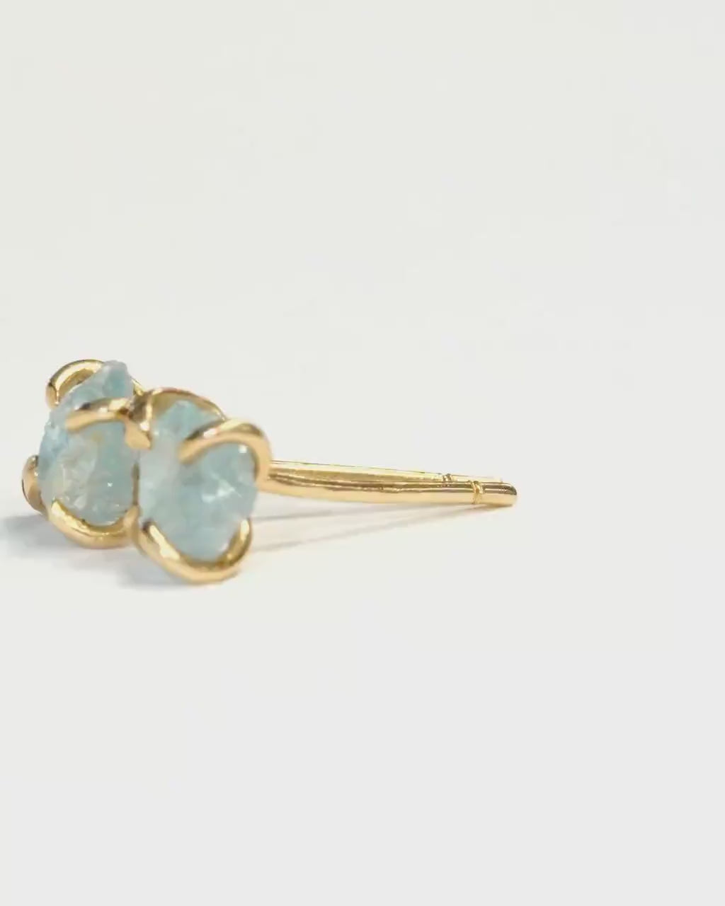 Yellow Gold Raw Aquamarine Studs
