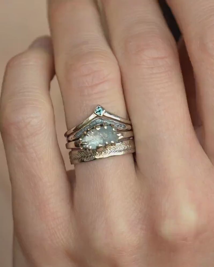 Raw Aquamarine Crystal Statement Ring