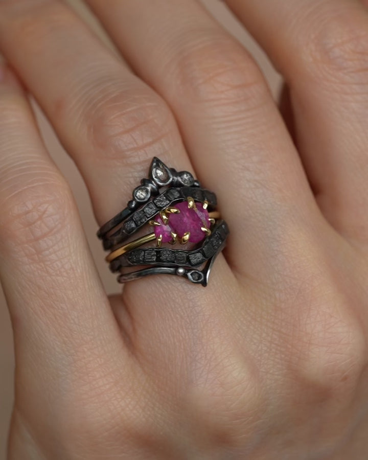 Natural Ruby Crystal Engagement Ring
