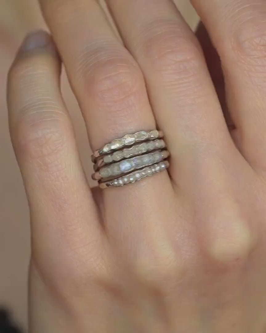 Raw Rainbow Moonstone Wrap Band