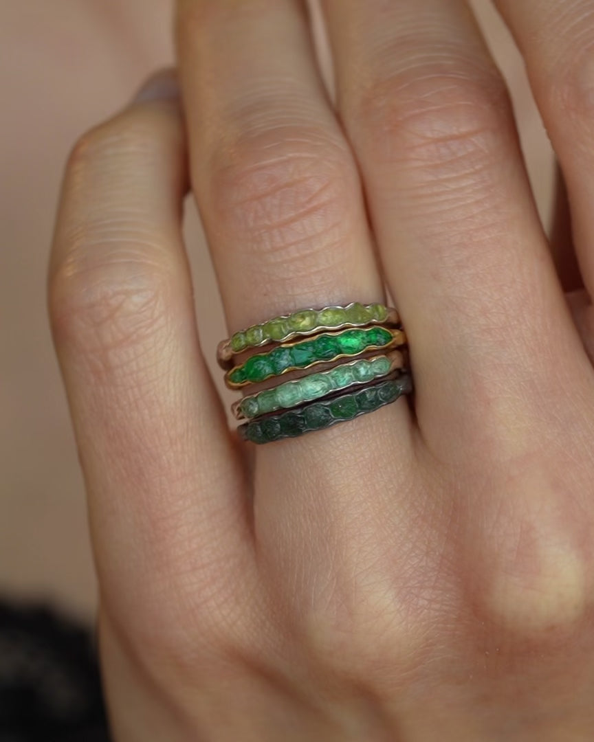 Uncut Peridot Crystal Band