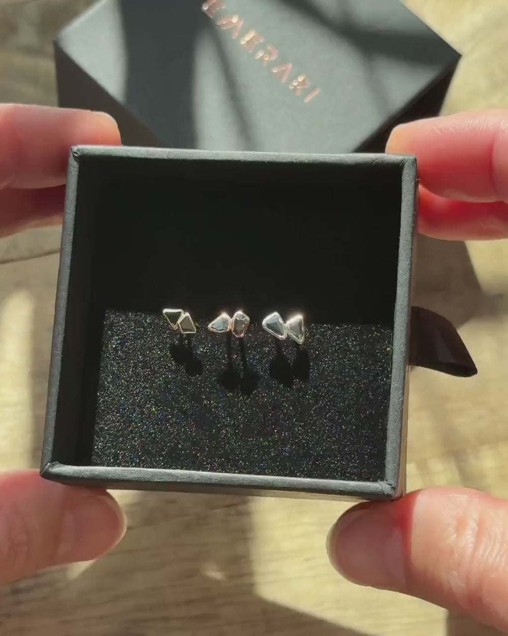 14k Gold Black Diamond Studs