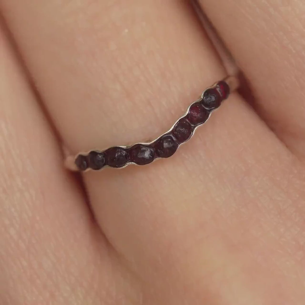 Raw Red Garnet Wave Ring