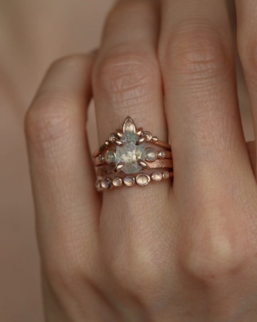 Raw Aquamarine and Diamond Ring