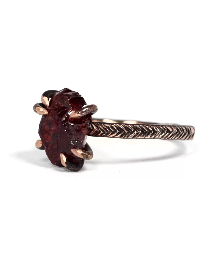 Raw Almandine Garnet Ring