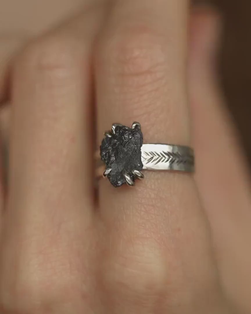 14k Gold Black Diamond Ring