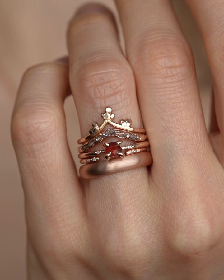 Tiny Raw Orange Garnet Ring