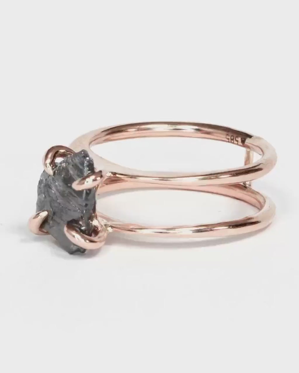 14k Gold Raw Gray Diamond Ring