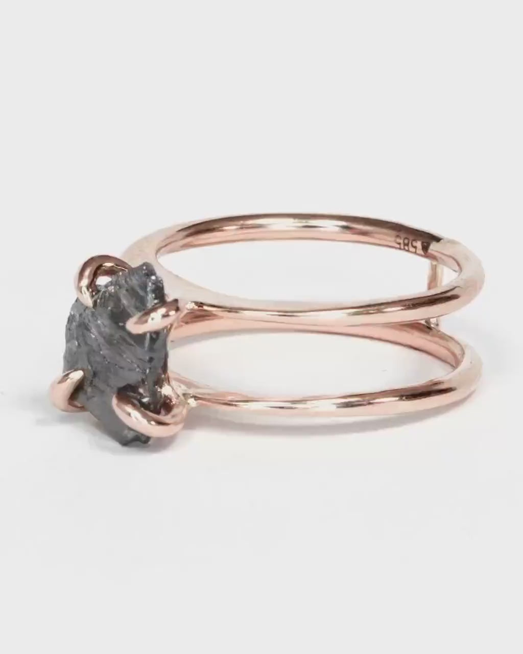 14k Gold Raw Gray Diamond Ring