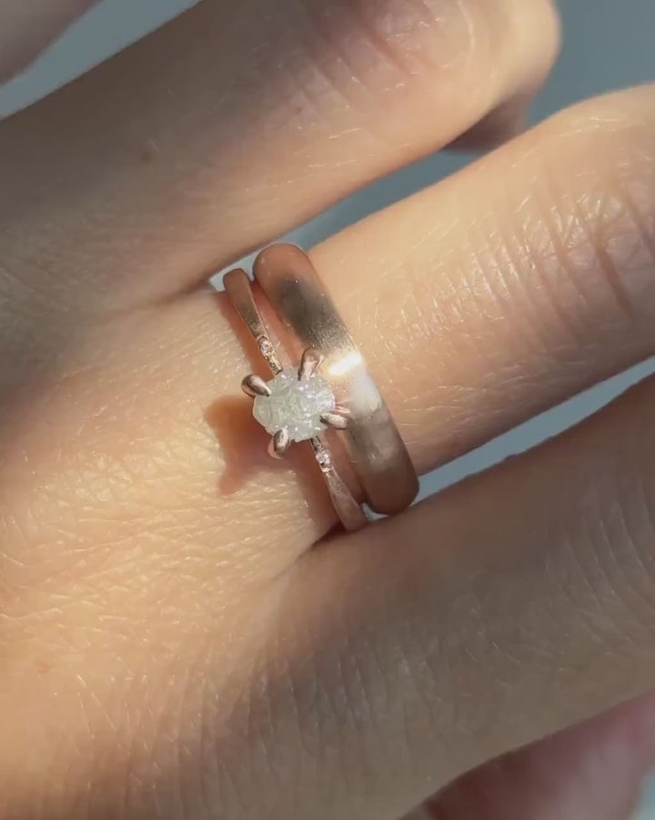 Uncut White Diamond Engagement Ring