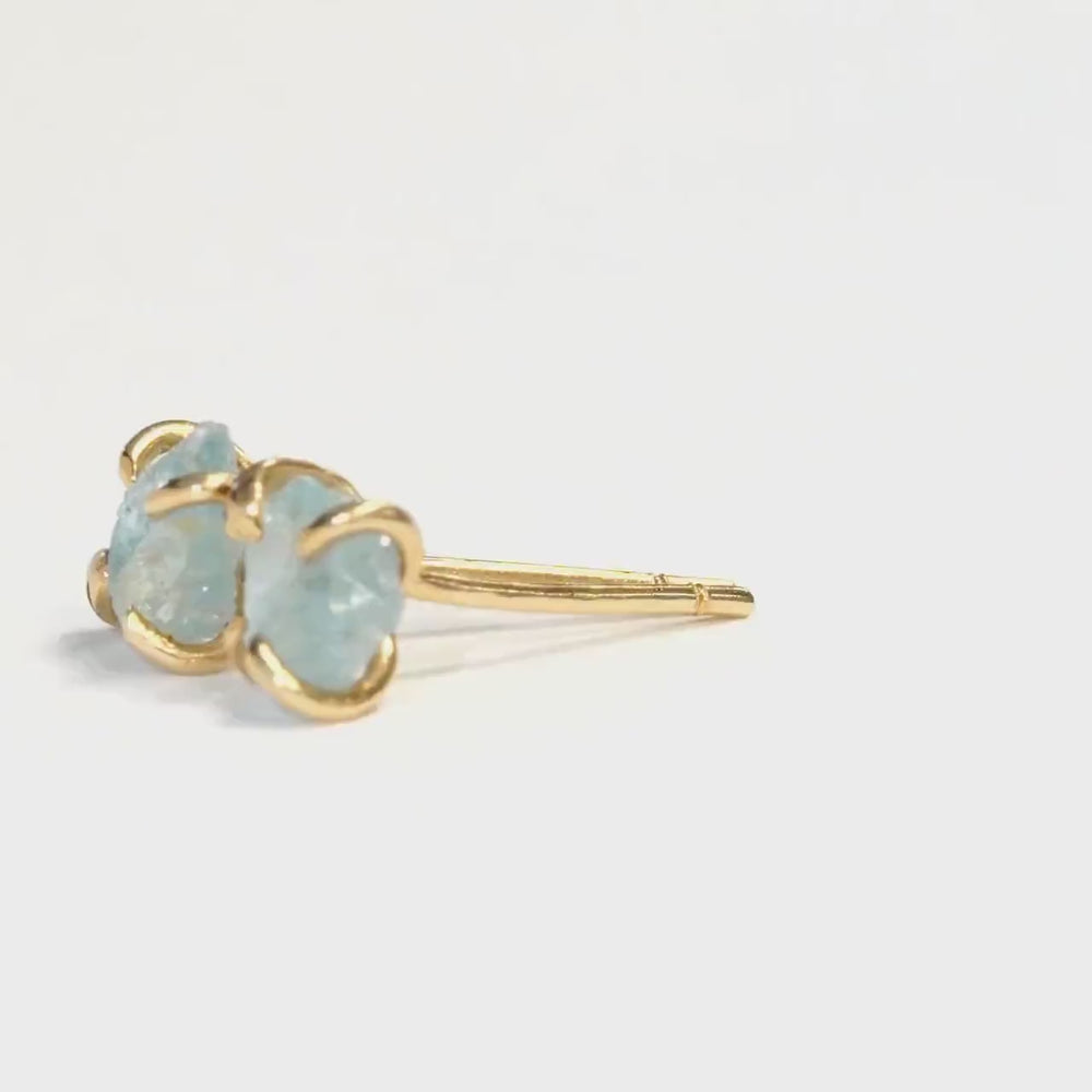 Tiny Rebel Arrow Raw Aquamarine Studs