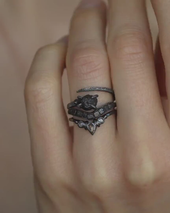 Adjustable Raw Black Diamond Ring