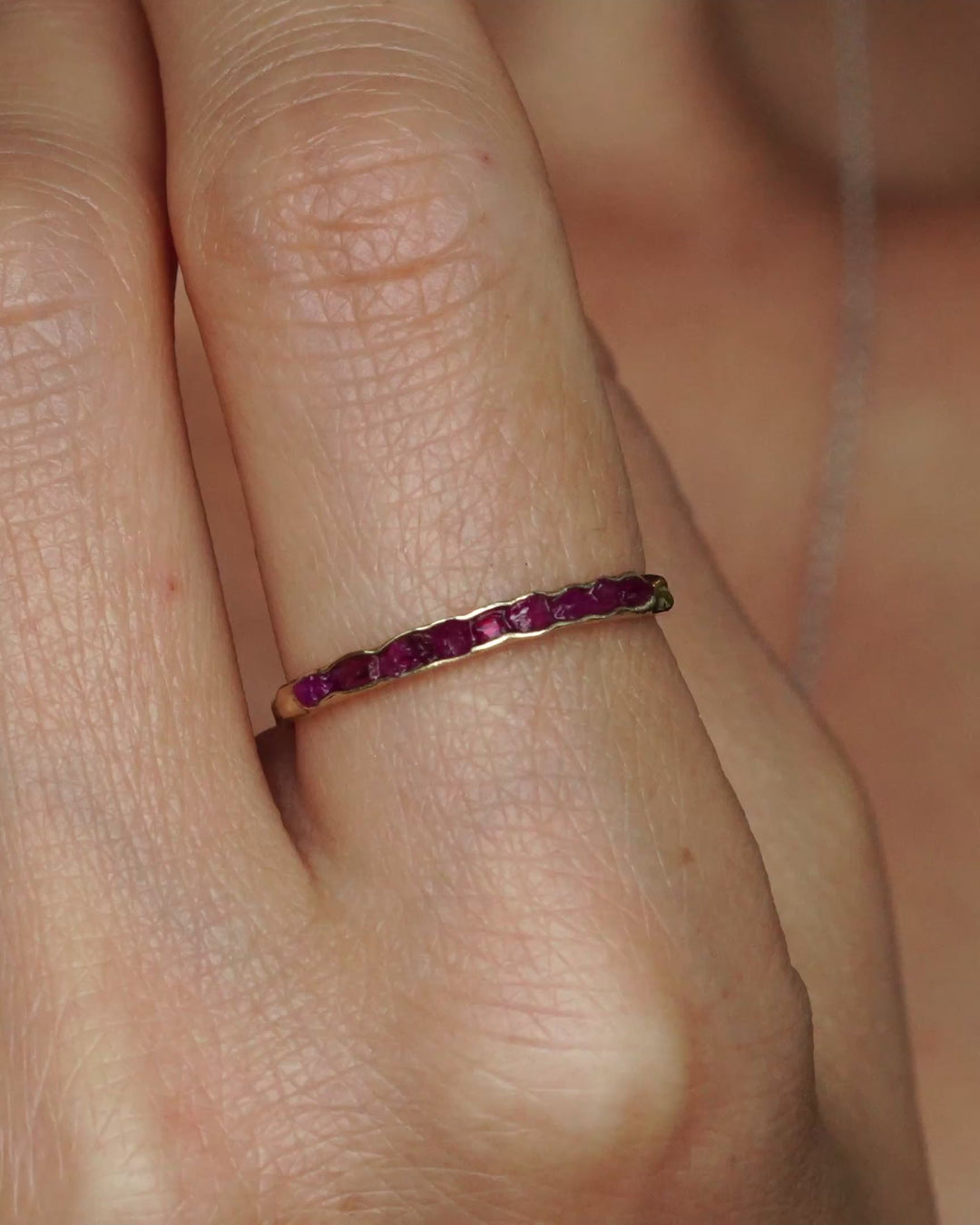 Slim Raw Ruby Wedding Band