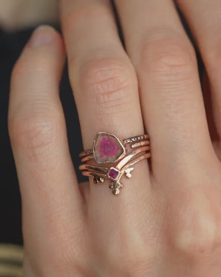 Natural Square Ruby Wave Ring
