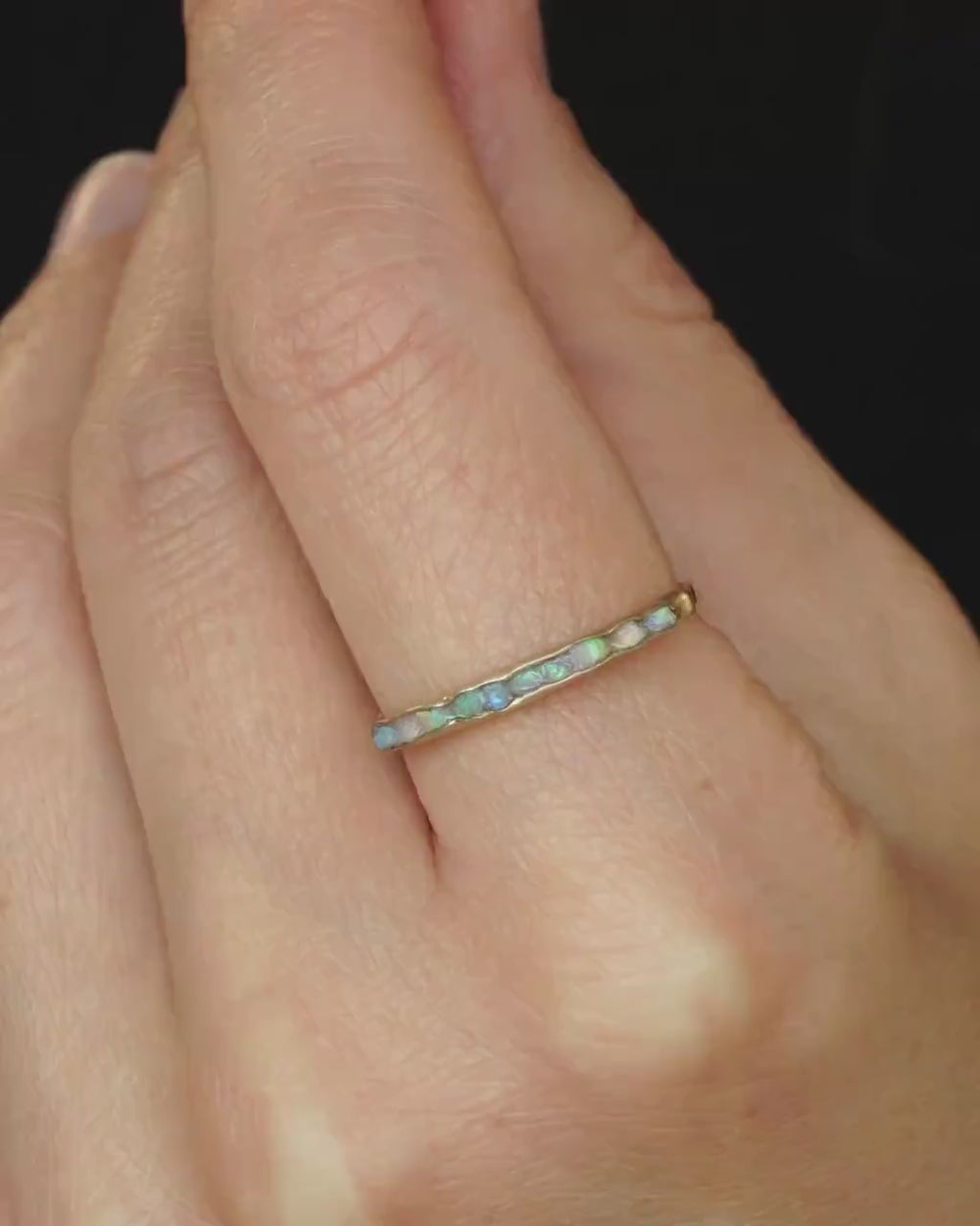 Gold Raw Australian Opal Ring