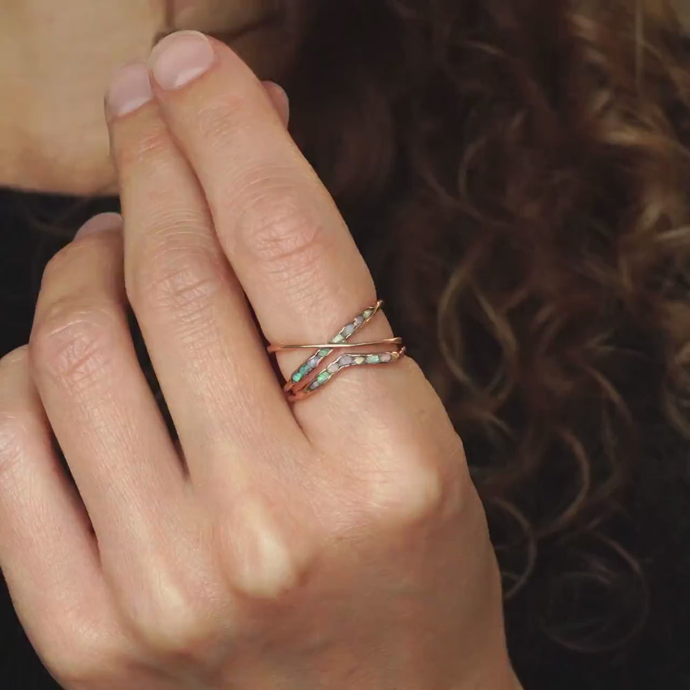 Raw Australian Opal X Ring