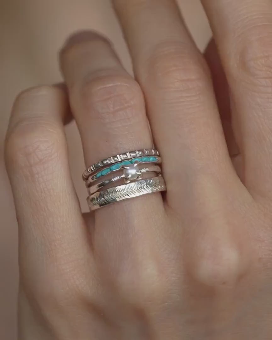 White Pearl and Diamond Ring