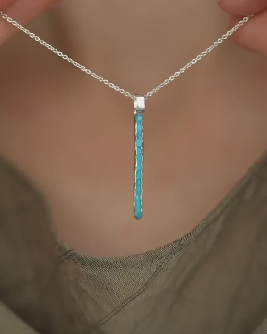 Raw Sleeping Beauty Turquoise Bar Necklace