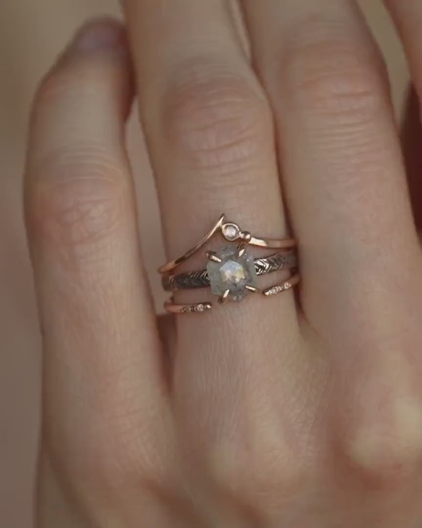 White Hexagon Diamond Ring