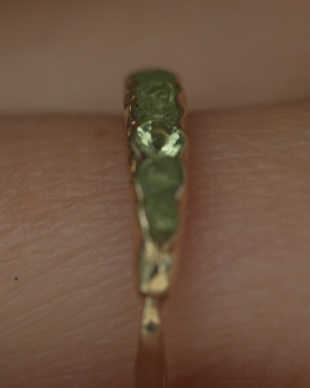 Raw Peridot and Brilliant Cut Peridot Ring