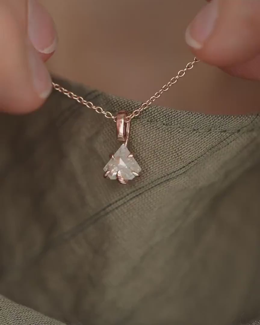 Rose Gold White Kite Diamond Pendant Necklace