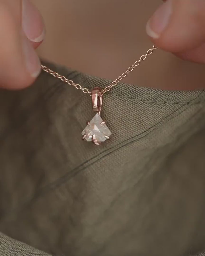Rose Gold White Kite Diamond Pendant Necklace