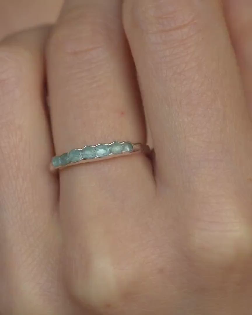 Natural Raw Aquamarine Band