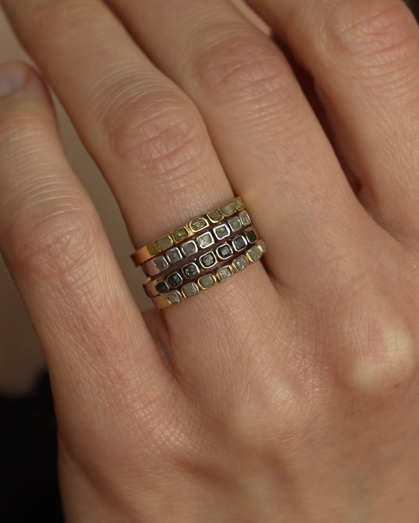 Raw Gray Cube Diamond Ring